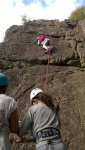 Escalade sur le site granitique du Roc d'Enfer en bordure de Gartempe