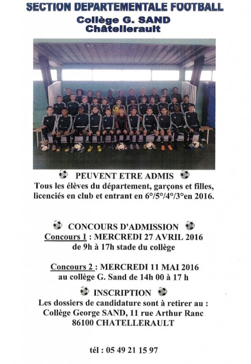 Section Football etudes concours 2016