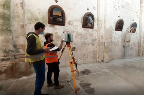 Relevé de l'intérieur de l'église au scanner 3D par Guillaume et Antonin