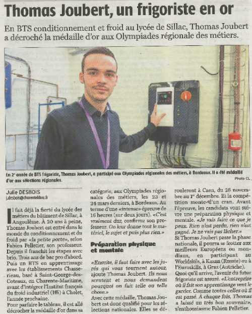 Article de la Charente-Libre