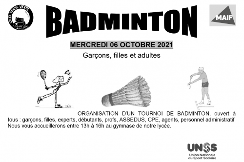 Affiche du tournoi de badminton