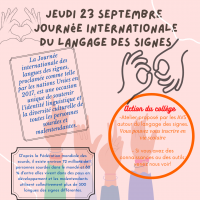 Journée internationale du langage des signes Collège Robert Cellerier