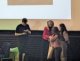 Remise de la production des élèves de 5B à Yann Cozic