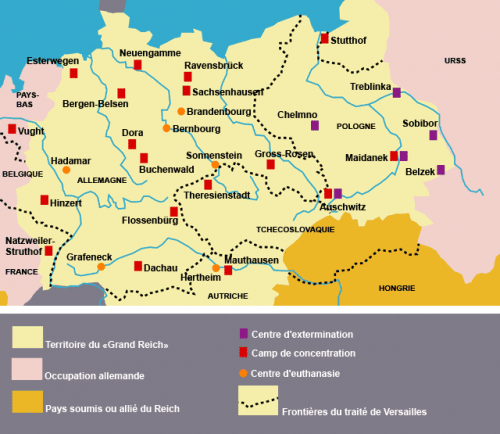 carte des camps de concentration et/ou d'extermination