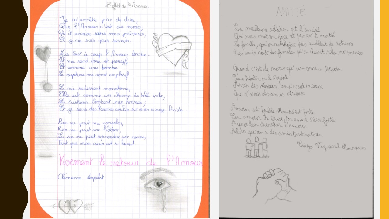 L Amour Et L Amitie Tout Un Poeme En Quatrieme College Francois Rabelais Poitiers Pedagogie Academie De Poitiers