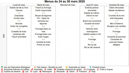 Menus cantine : 24 au 28 mars 2025 - Collège Marie de la Tour d ...