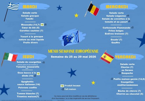 Menu semaine européenne 25-05 au 29-05