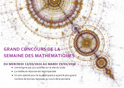 Affiche de la semaine des mathématiques 2024